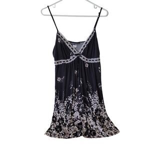 Womens Size M Negligee Gown with Flowers Adjustable Straps